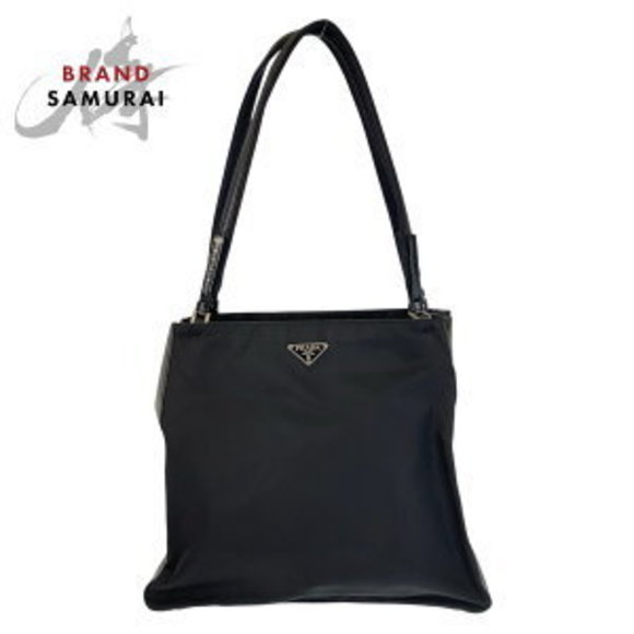 Prada Tessuto triangular black Nylon tote Shoulder Bag - Picture 1 of 9